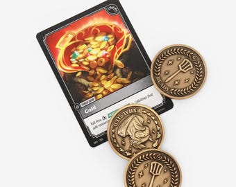 Riftbound TCG Gold Mechanic Token - Zinc Alloy 38x3mm | Antique Gold Finish