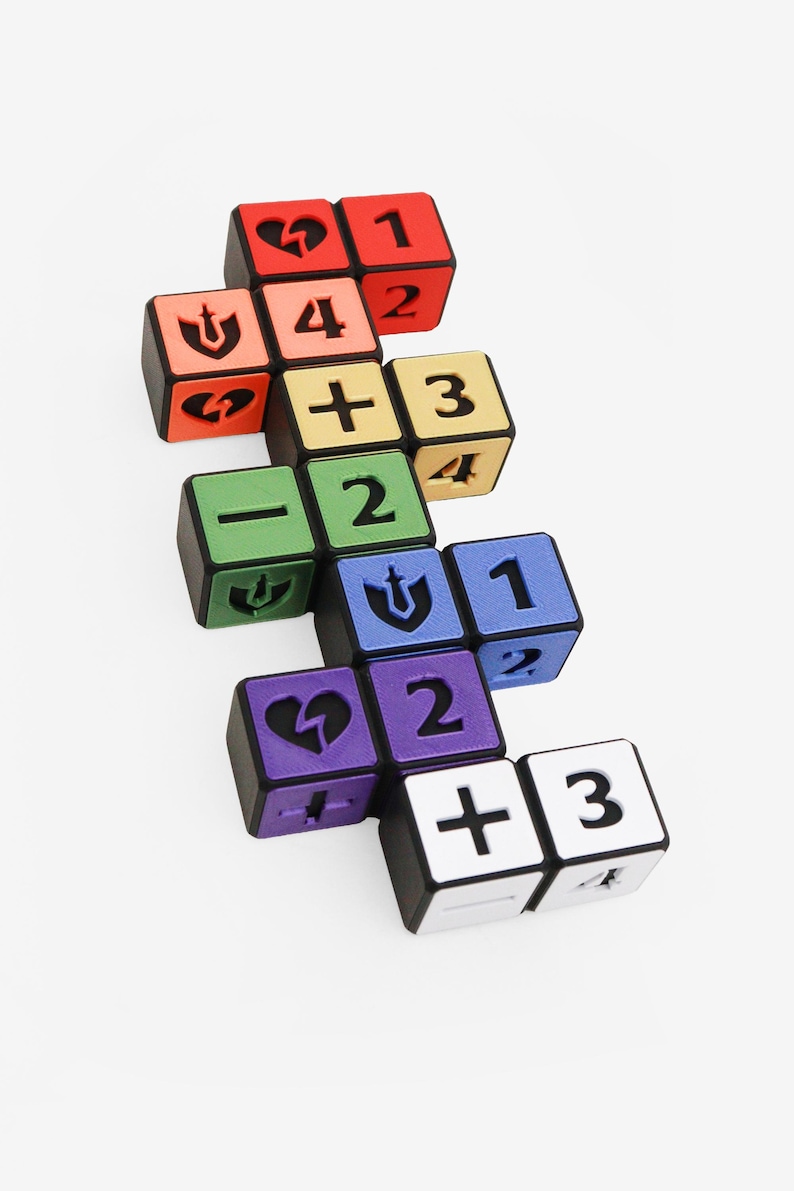 Compact Riftbound Might and damage counter dice — magnetic 2-in-1 tracker in seven colors