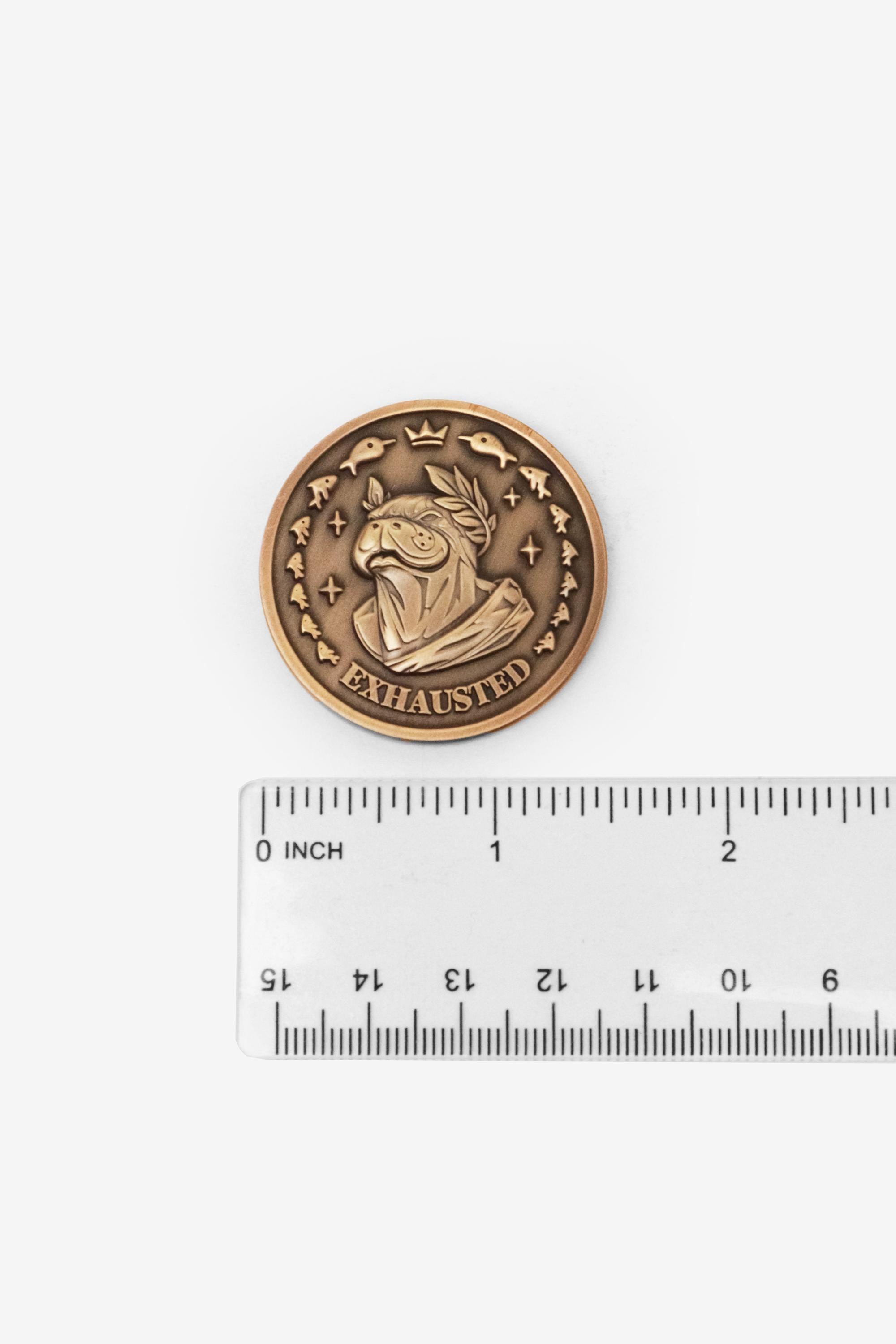 Riftbound Spiritforged Gold token coin — zinc alloy, 38mm, Urf the Manatee antique finish