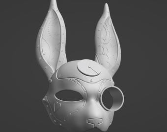 Steampunk Rabbit Mask From Alice In Wonderland Stl File | Steampunk Rabbit Mask From Alice In Wonderland Digital File