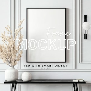 Black Frame Mockup | Modern Minimalist Interior | PSD & JPG
