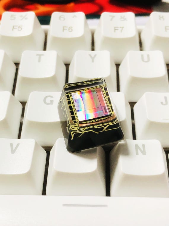 Handmade Computer Chip Resin Keycap: Backlit Artisan Keycap, MX Keyboard