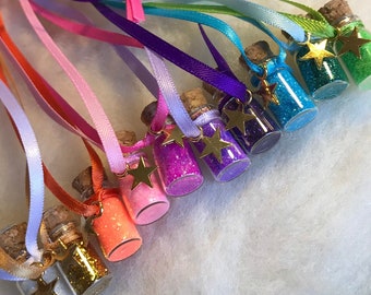 Gold Star Party Favors 10 Necklaces Rainbow of Colors Pixie Sparkles Birthday Winner Wedding Party Loot Bag Gift Girls Boys