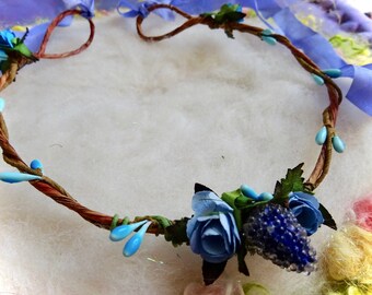 Flower Circlet Pink Orange Yellow Paper Rose Flower Hair Garland Wedding Flower Fairy Ren Fair Garden Party Headpiece Crown