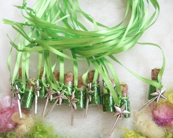 Party Favors Pixie Princess Peter Pan Woodland Fairy Pixie Sparkle Necklace Green Magic Wand Party Favors Wedding Shower Gnome Garden Party