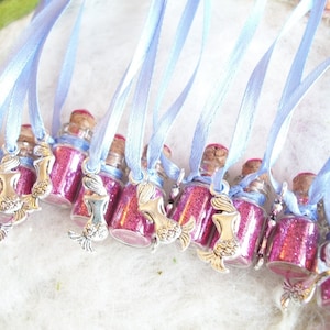 Mermaid Party Favors: Pink Glitter Charm Necklace, Set of 10