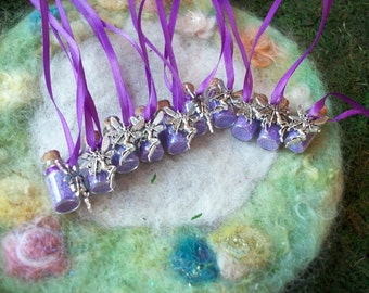 Fairy Party Favors, 10 Purple Glitter Faerie Necklace, Purple Pixie Lavender Fairy Happy Birthday Party Favors