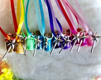 Party Favors Rainbow Fairy Pixie Sparkle Necklace 10 Magic Wands