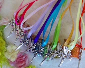 Fairy Party Favors Bright  Rainbow Tink Fairy Glitter Party Favors 10 Pixie Sparkle Necklaces Flower Fairy Happy Birthday Charm Necklace