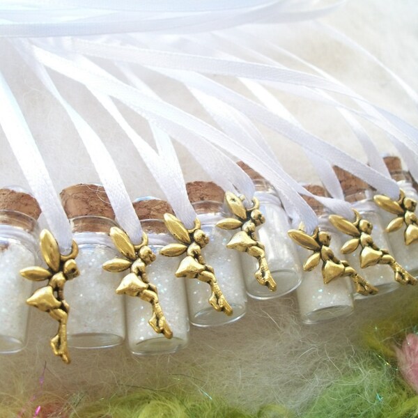 Golden Fairy Necklace Party Favors, Tiny Tink Fairy Glitter Party Favors 10 Pixie Necklaces Flower Fairy Happy Birthday Charm Necklace