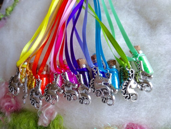 Rainbow Unicorn Party Favors 10 Magical Necklaces Unicorn Jewelry Keepsake Mystical Party Memento Raffle Give Away Sparkle Necklace