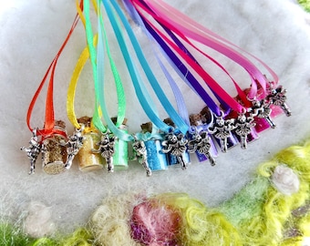 Fairy Party Favors, Tiny Little Pixie Glitter 10 Sparkle Necklaces Happy Birthday Charm Necklace