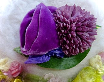 Velvet Rose Hair Barrette with Orchid Purple