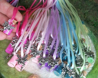 Fairy Party Favors, 25 Rainbow Fairy Glitter Sparkle Party Favors  Pixie Rainbow Necklaces Happy Birthday Flower Fairy Charm Necklace