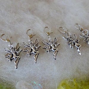 Zipper Pull Charm Butterfly Fairy Scissor Fob Key Ring Clip Pack Pack Toggle Set of 5 Silver Charm Flower Fairy Party Favors Small Gift