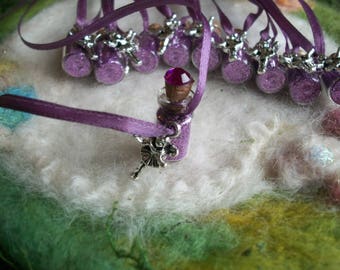 Purple Fairy Party Favors 10 Happy Birthday Flower Fairy Necklaces Magical Sparkle Glitter Ribbon Necklace
