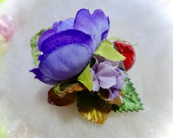 Hair Clip Purple Rose with Mushroom