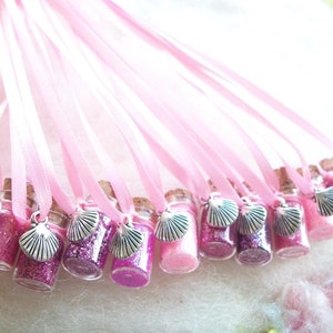 Pink Mermaid Party Favors Under Sand and Sea Shell Magical Mermaid Luau Beach Surf Party Oceanographer