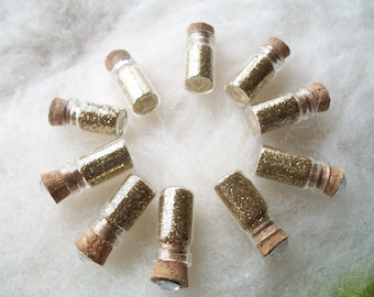 Pixie Dust Tiny Bottles 10 Gold Party Favors Wedding Shower Sparkles Birthday Party Supplies Jewelry Supplies Little Bottles Of Glitter Dust