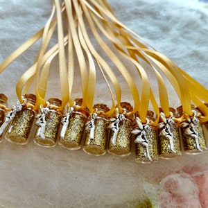 Party Favors, Tiny Tink Fairy 10 Golden Glitter Party Necklaces Flower Fairy Happy Birthday Magical Wedding