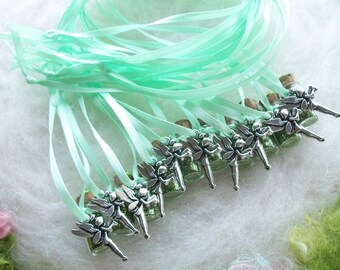 Flower Fairy Party Favors 10 Green Tink Necklace Happy Birthday Thank You Gift Loot Bag Fairy Jewelry Whimsical Fantasy