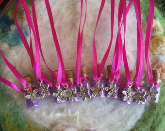 Fairy Flower Glitter Bottle Necklace Party Favors, Set of 10