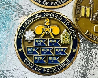 Vintage US Army Red Dragons Second to None 2nd Chemical Battalion Challenge Coin