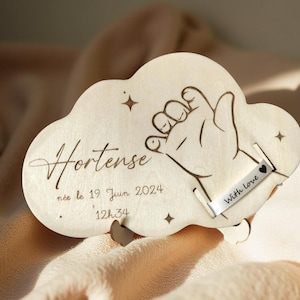 Carte de naissance en bois personnalisée – Porte bracelet de naissance