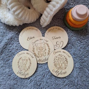 Carte en bois annonce naissance,maternité, présentation bébé