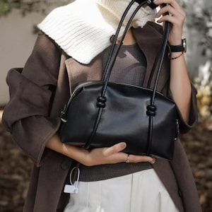 Umhängetasche aus Leder für Damen | Glatte Achseltasche | Weiche Ledertasche Pendler | Kleine Umhängetasche