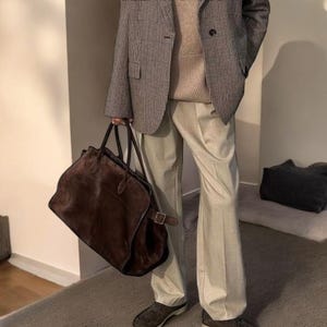 Extra Große Einkaufstasche - Wildleder oder Echtleder, Übergroße Einkaufstasche, Reiseschultertasche für Frauen, Minimalistische Ledertasche für den Alltag