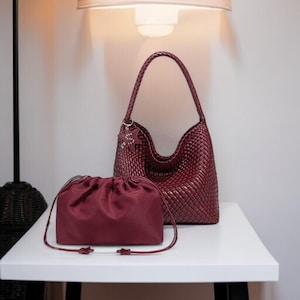 Handgefertigte gewebte Leder Einkaufstasche - große Boho Hobo Schultertasche für Frauen Sommer Strand Geldbörse Handtasche