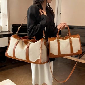 Vintage Leder Reisetasche Groß und Klein, Seesack Schultertasche, Hochwertige Leder Reisetasche mit Retro Design