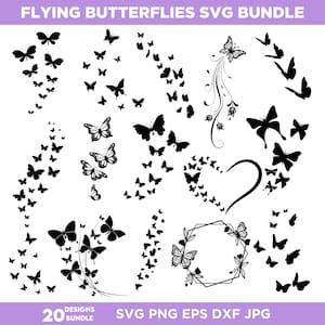 Flying Butterflies Svg Bundle, Flying Butterflies Png, Butterflies Svg Png, Flying Butterflies Clipart, Cricut Files, Instant Download