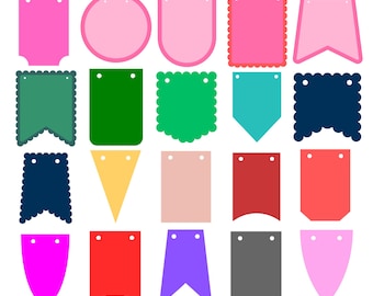 Bunting Banner SVG Bundle, 2 Layer Scallop Banner SVG, Bunting Flags Birthday Garland, Party Decoration SVG, Laser Cut Files, Digital Files