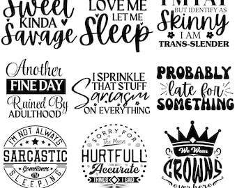 Sarcastic Quotes SVG Bundle: Funny Sayings, Humorous Designs (Digital Download