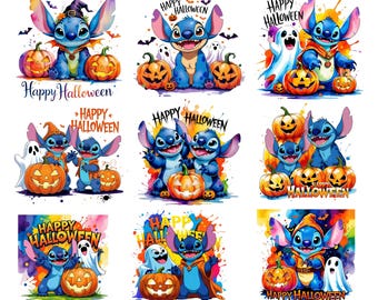 Stitch Halloween PNG Clipart Bundle: Spooky Digital Designs (Digital Download