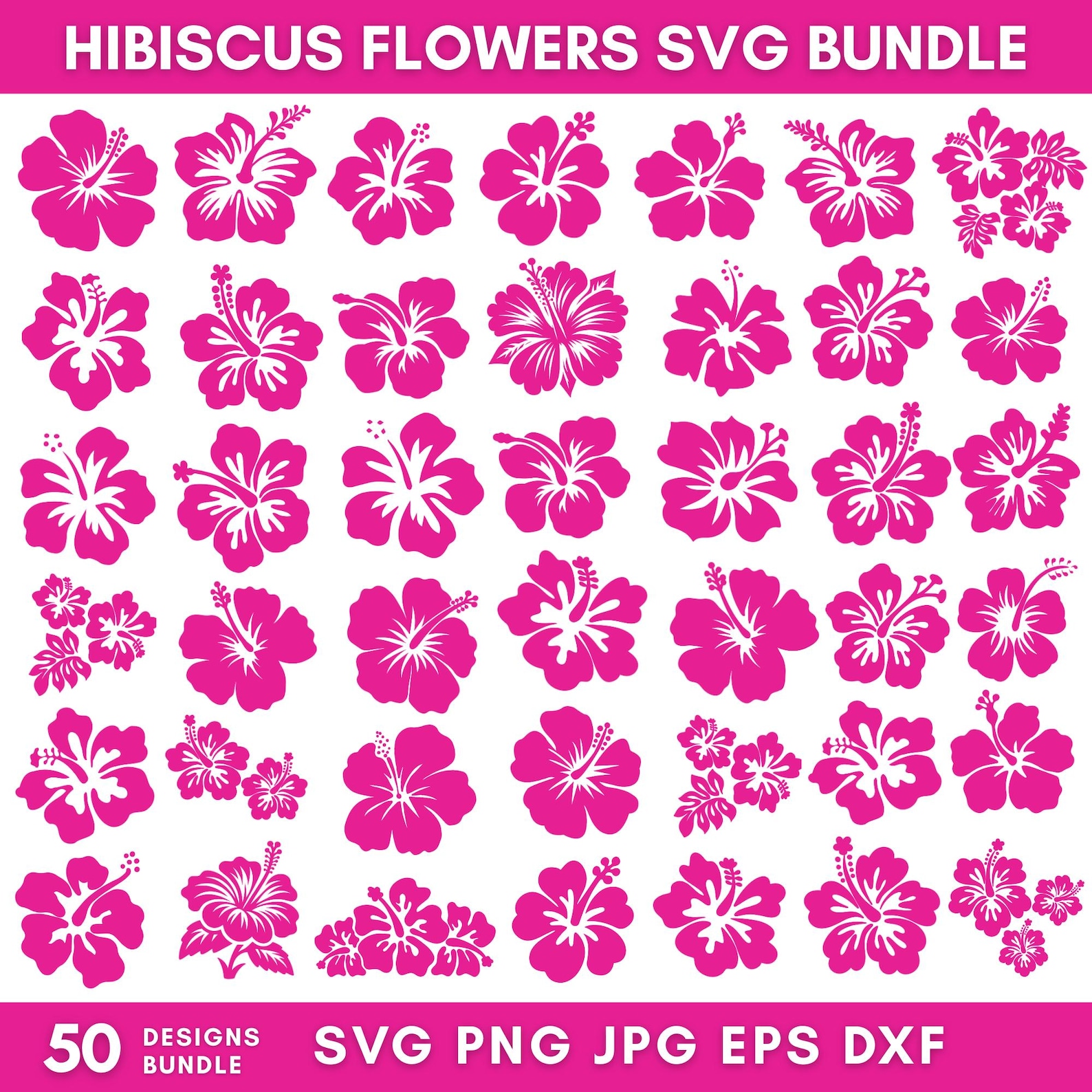 Hibiscus Flower SVG Bundle: Tropical Hawaiian Cut Files - Etsy