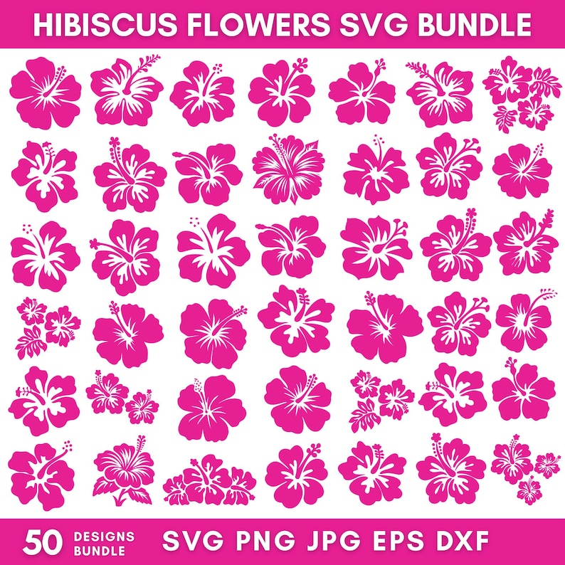 Hibiscus Flower SVG Bundle: Tropical Hawaiian Cut Files - Etsy