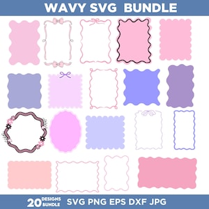 Golvende uitnodiging Svg-bundel, golvende vorm Svg, golvend frame Svg, Wave Svg, golvende rand, golvende rand Svg, uitnodiging, golvende png, digitale download