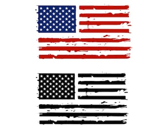 Distressed American Flag SVG Bundle: Patriotic Clipart (Digital Download