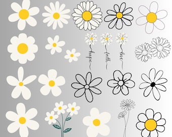 Daisy SVG Bundle: Floral Clipart, Cut Files (Digital Download)