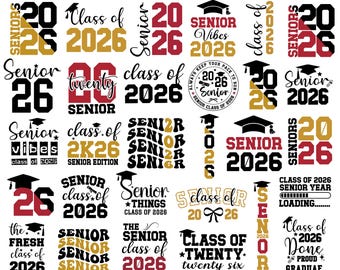 Senior 2026 Svg Bundle, Graduation Designs, Class Of 2026 Svg Bundle, Class 14 Cap Svg, Graduate 2026 CutFiles, Graduation Silhouette Cricut