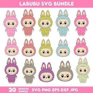 20 Labubu Designs Svg, Labubu Png, Labubu Sublimation, T Shirt Design, Monster Characters, Labubu Clipart, Cute Labubu, Instant Download