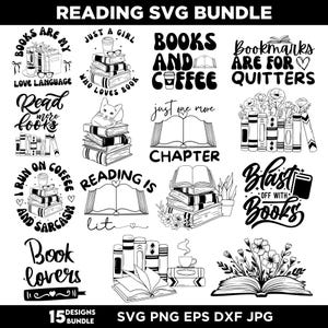 Reading Svg Bundle, Reading Svg, Floral Books Svg, Book Lover Svg, Books Svg, BookWorm Svg, Reading Quotes Svg,Silhouette, Digital Download