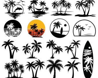 Palmboom SVG-bundel: Beach Life clipart, png, dxf (digitale download)