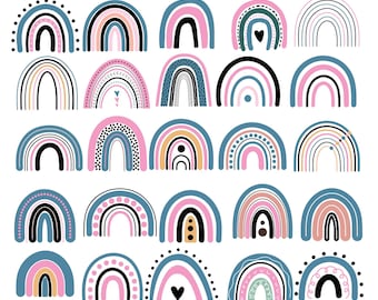 Boho Rainbow SVG-bundel: handgetekende clipart (digitale download)
