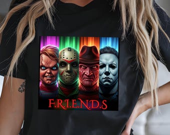 Halloween Horror Friends PNG: Neon Movie Characters (Digital Download