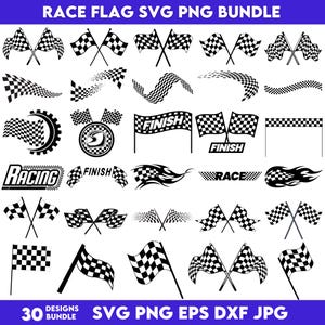 Checkered Rasse Flagge SVG Bundle: Racing Clipart (Digitaler Download