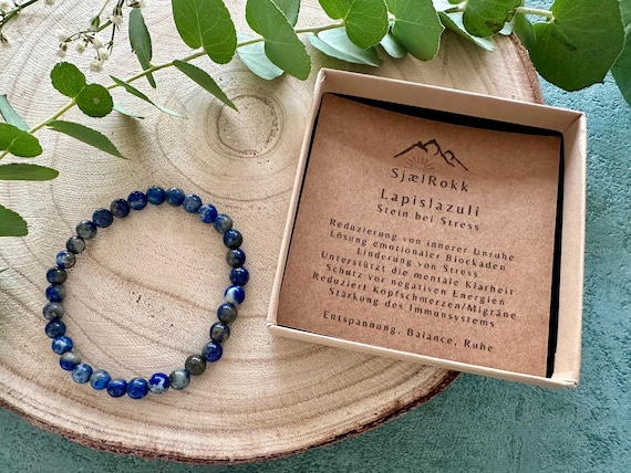 INNERE GELASSENHEIT - LAPISLAZULI – Stein bei Stress| Kraftarmband | Schutzarmband | Talisman |Edelstein Armband| Freundschaft | Gesundheit